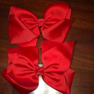Texas Size Big Hair Bows with French Clip RED